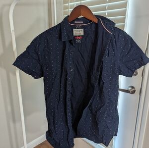 Navy Blue Short Sleeve Shirt Size Small Denim & Flower